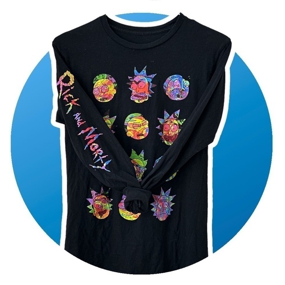 RICK and MORTY Black Long Sleeve Graphic Shirt Size S - Picture 1 of 7